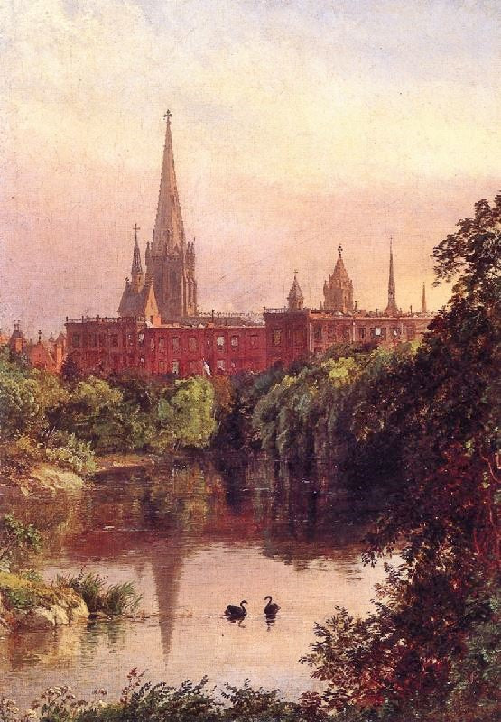 A View In Central Park, The Spire Of Dr. Hall ’S Church In The Distance by Jasper Francis Cropse