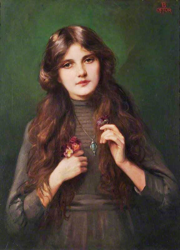 Portrait Of A Girl In A Grey Dress by Beatrice Offor