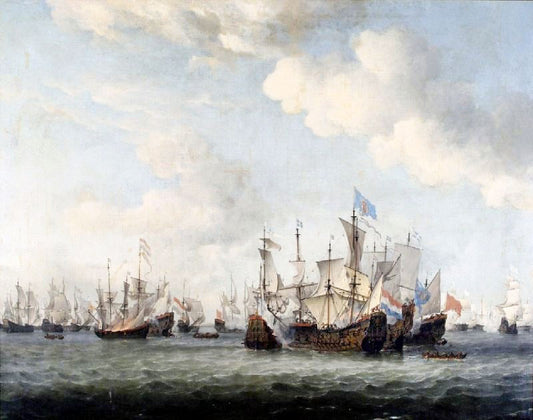 Naval Battle Between Dutch And French Merchant Ships by Willem van de Velde
