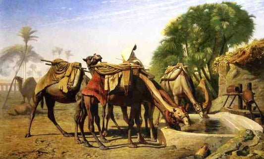 Camels At A Watering Trough by Jean-Léon Gérôme