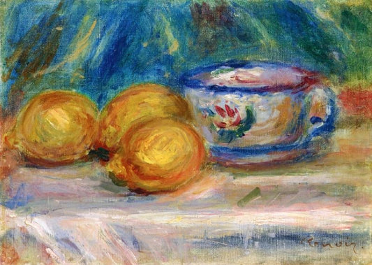 Still Life Three Lemons And A Cup by Pierre Auguste Renoir