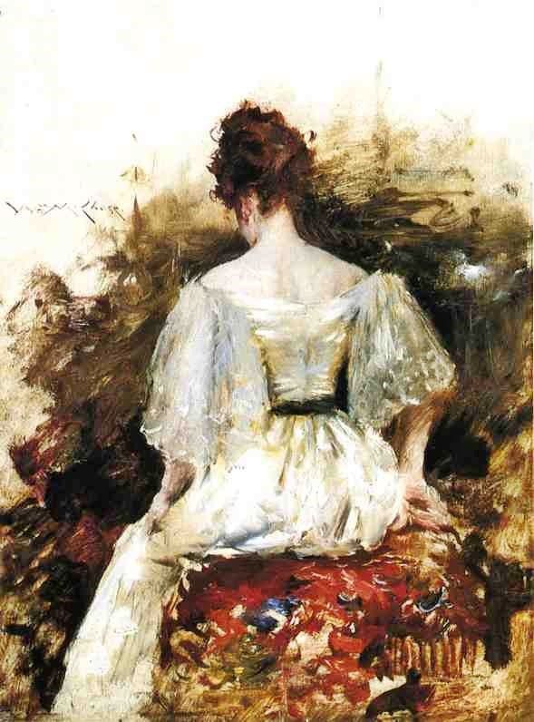 Portrait Of A Woman: The White Dress by William Merritt Chase