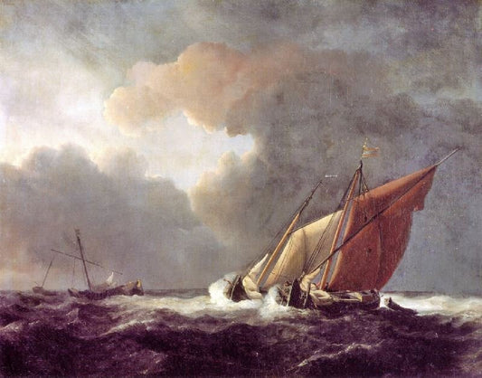 Two Dutch Vessels Close-Hauled In A Strong Breeze by Willem van de Velde