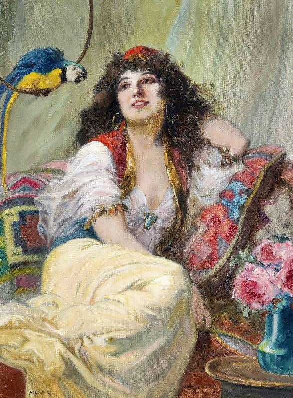Harem Girl With Parrot by Richard Geiger