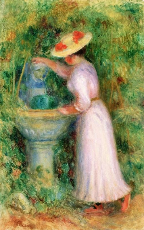 Young Girl By A Fountain by Pierre Auguste Renoir
