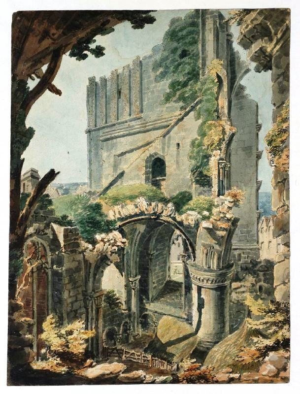The West Tower Of Malmesbury Abbey, 1791 by Joseph Turner