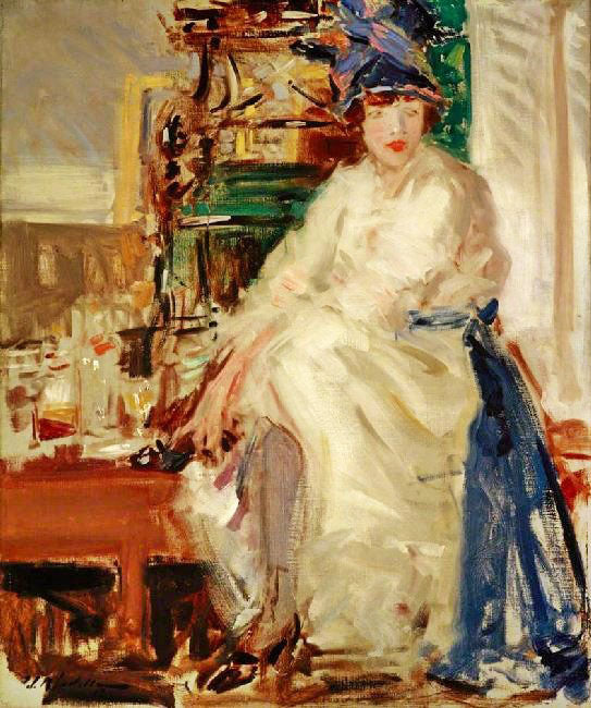 Peggy In Blue And White by Francis Campbell Bolleau (F.C.B.) Cadell