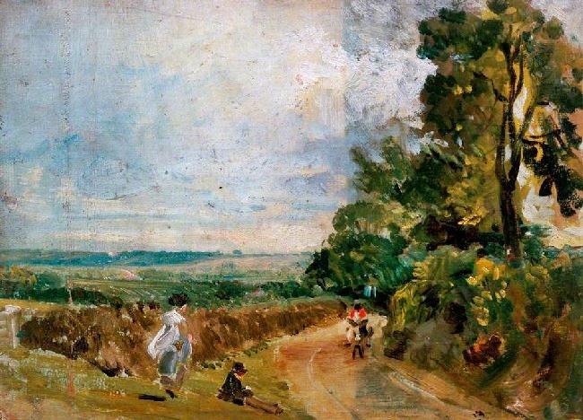 A Country Road With Trees And Figures by John Constable