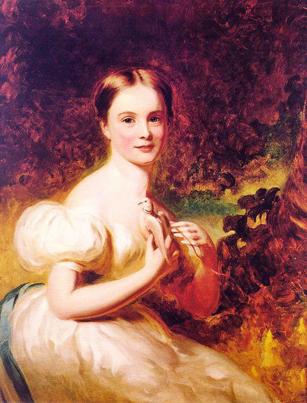 Portrait Of A Young Girl With A Dove by George Henry Harlow