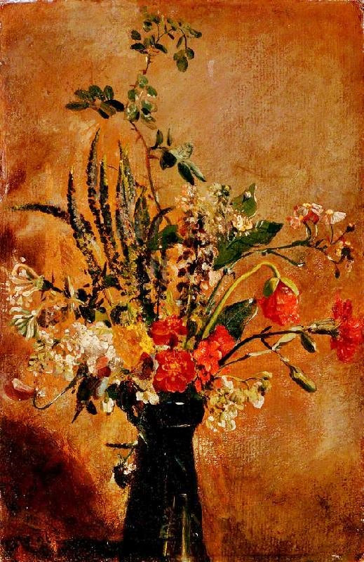 Study Of Flowers In A Hyacinth Glass by John Constable