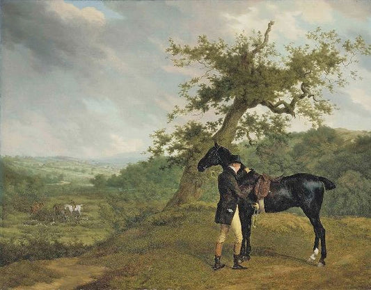 George Irving With His Black Hunter Beneath A Blasted Oak by Jacques-Laurent Agasse