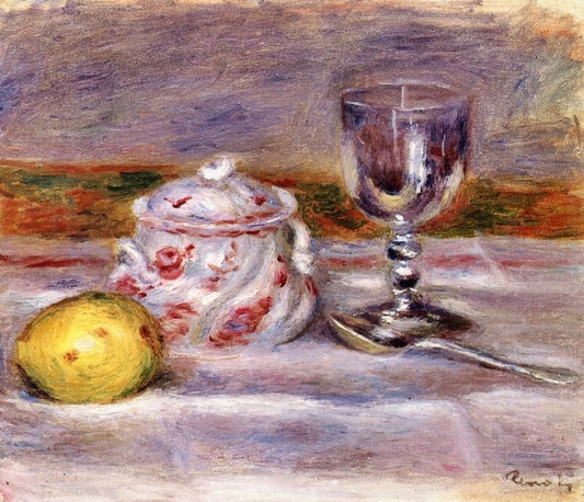 Sugar Bowl, Glass And Lemon by Pierre Auguste Renoir
