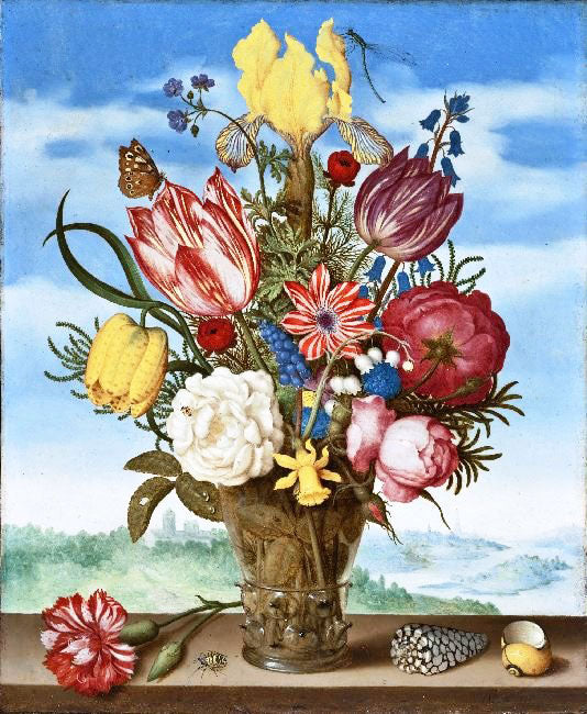 Bouquet Of Flowers On A Ledge by Ambrosius Bosschaert the Elder