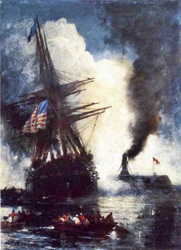 The Merrimac Sinks The Cumberland by Edward Moran