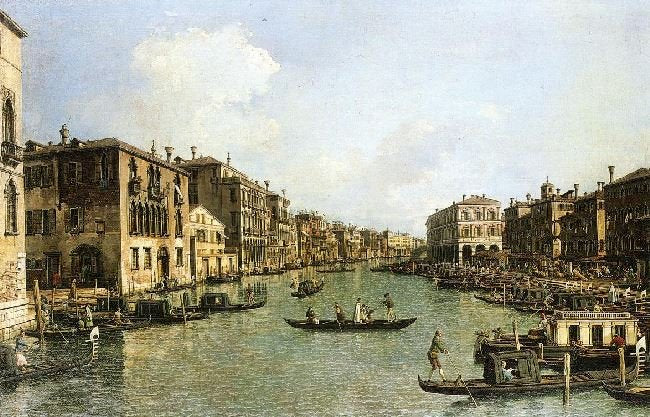 Grand Canal From The Campo Santa Sofia Towards The Rialto Bridge by Canaletto