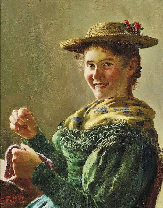 Sewing Girl by Emil Rau