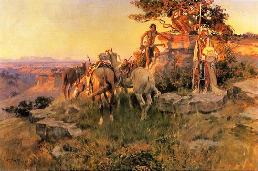 Watching For Wagons by Charles Marion Russell