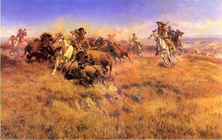 Running Buffalo by Charles Marion Russell