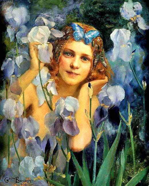 Wood Nymph Among Irises by Gaston Bussiere