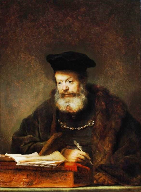 Scholar At His Writing Table by Rembrandt van Rijn