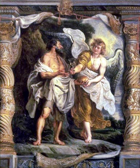 The Prophet Elijah And An Angel In The Desert by Peter Paul Rubens