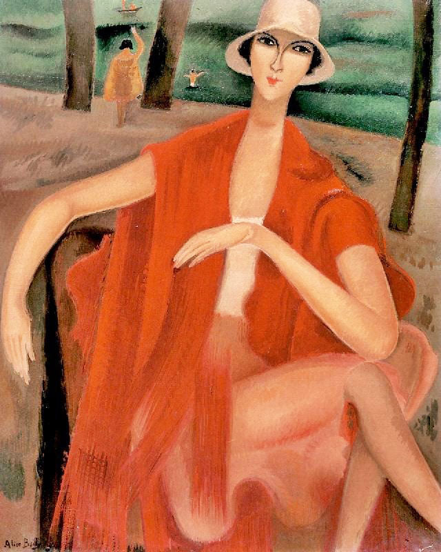 Young Woman In A Red Shawl (After Rose-Marie Matthey) by Alice Baill