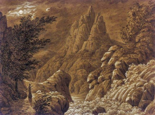 Idealised Landscape With Waterfall by Caspar David Friedrich