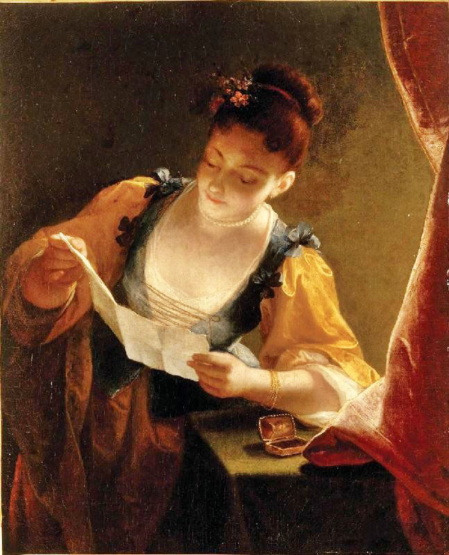 Young Woman Reading A Letter by Jean Raoux