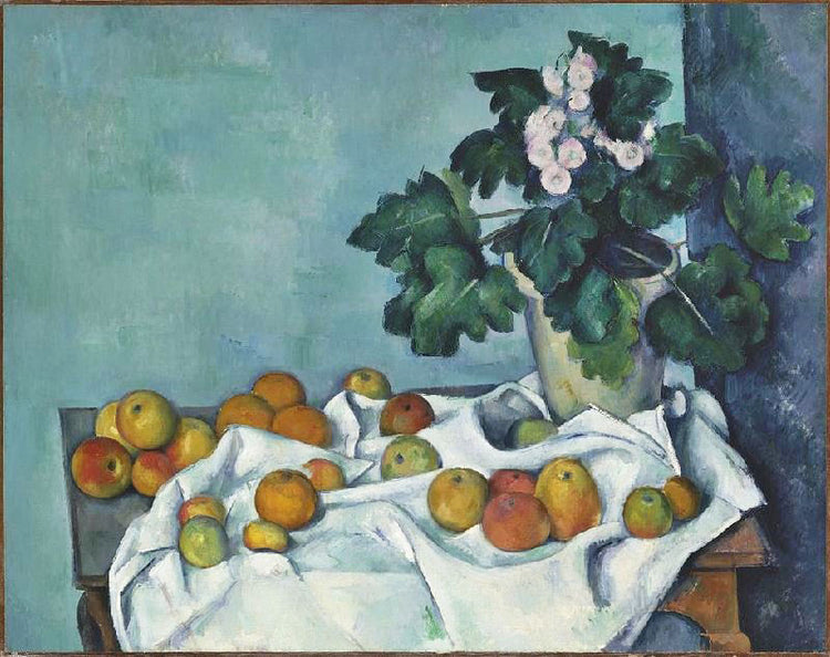 Still Life With Apples And A Pot Of Primroses by Paul Cézanne