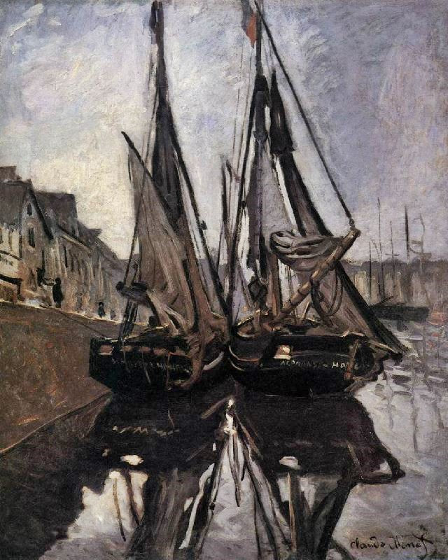 Fishing Boats In Honfleur by Claude Oscar Monet