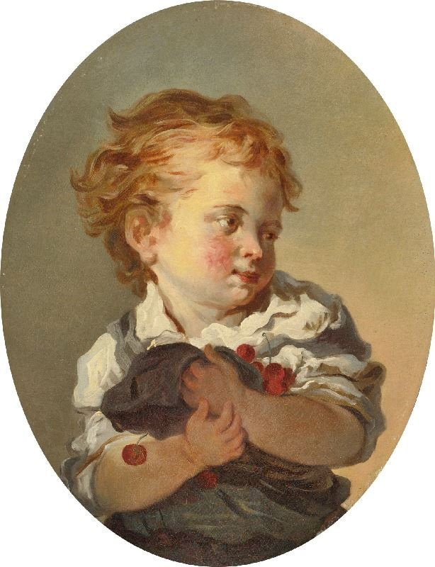 Young Boy Holding Cherries by Jean-Honore Fragonard
