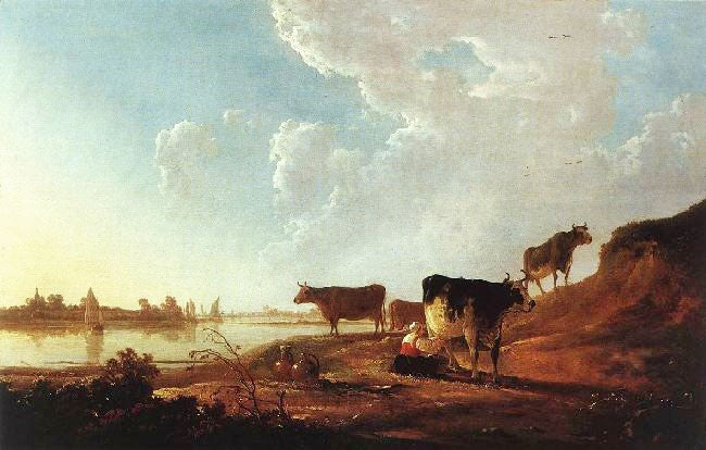 River Scene With Milking Women by Aelbert Cuyp