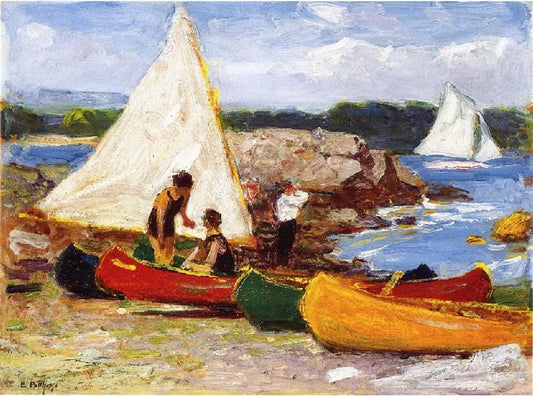 Canoes And Sailboats by Edward Potthast