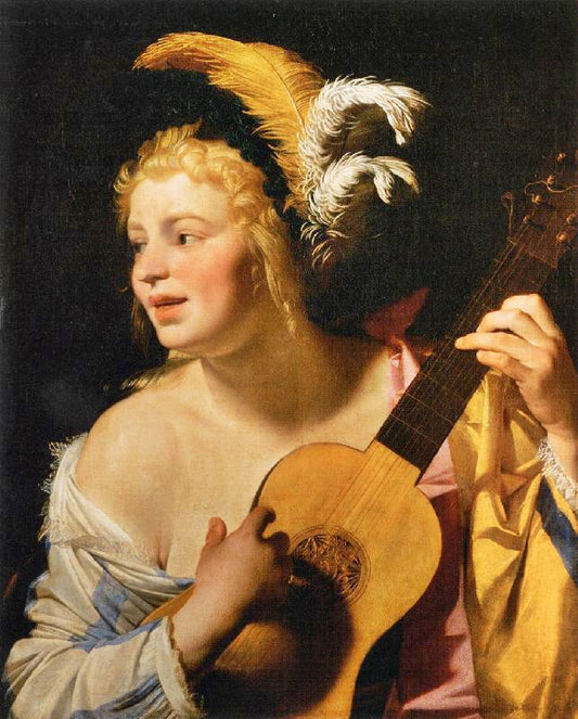 Woman Playing The Guitar by Gerard van Honthorst