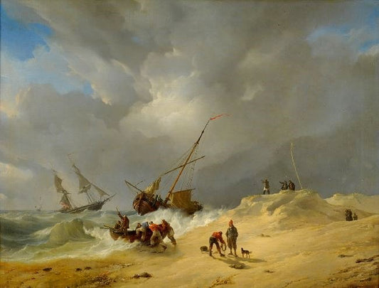 Coastal Scene With Fishing Boat by Andreas Achenbach