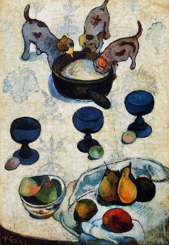 Still Life With Three Puppies by Paul Gauguin