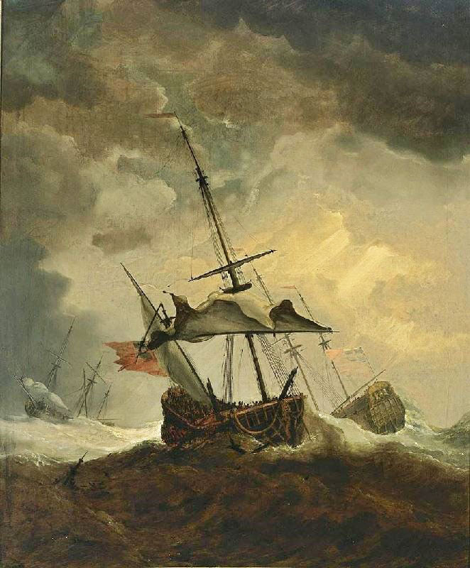 Small Ship Dismasted In A Gale by Willem van de Velde