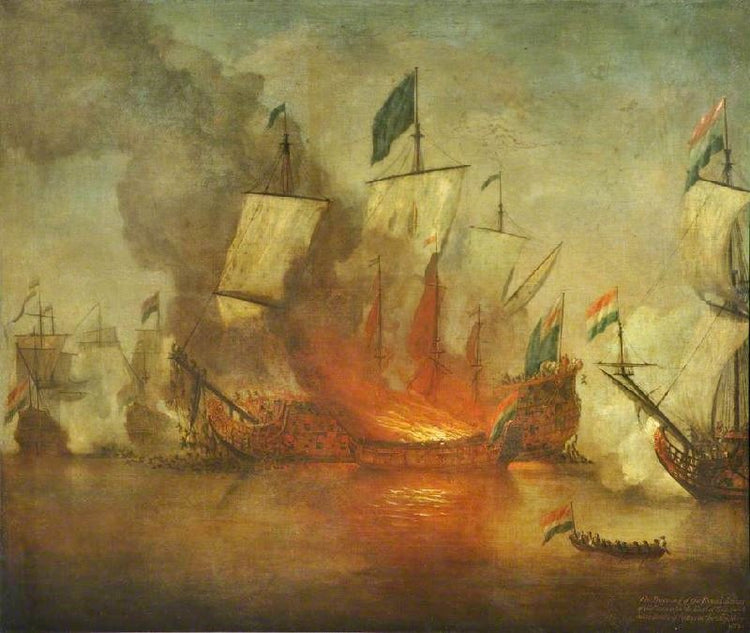 The Burning Of Hms ’Royal James’ At The Battle Of Solebay On 28 May 1672 by Willem van de Velde