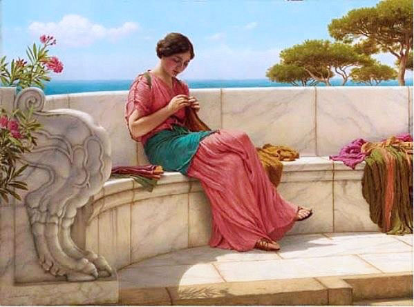 Darning Day by John William Godward