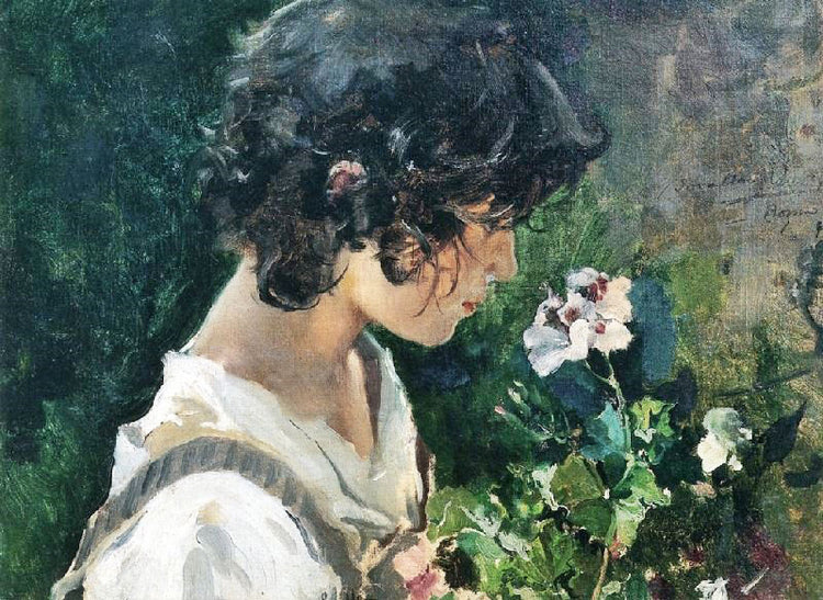 Italian Girl With Flowers by Joaquin Sorolla y Bastida