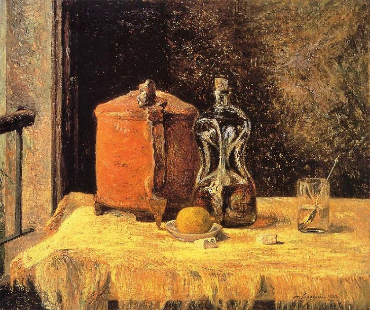 Still Life With Mig And Carafe by Paul Gauguin