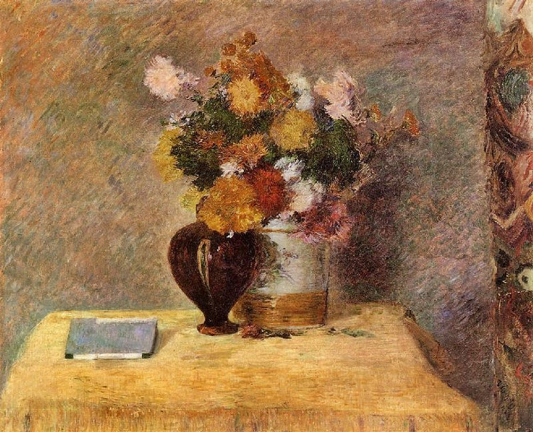Flowers And Japanese Book by Paul Gauguin