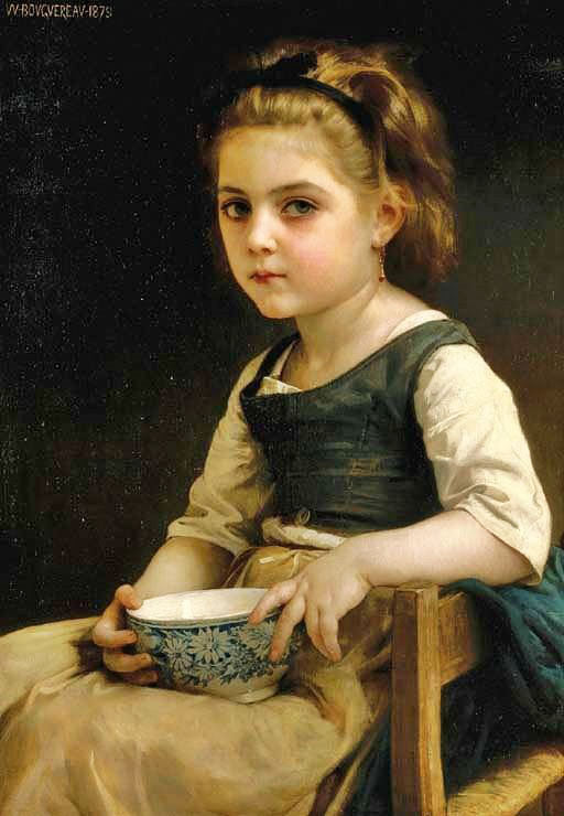 Little Girl With A Blue Bowl by William Bouguereau