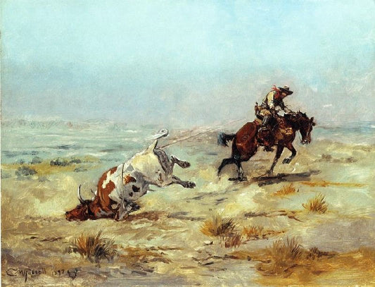 Lassoing A Steer by Charles Marion Russell