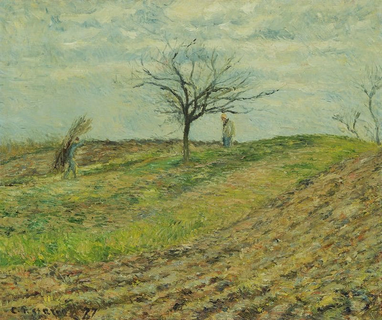 Cultivated Land In Winter: Man Carrying Faggots by Camille Pissarro