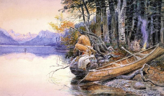 Indian Camp, Lake Mcdonald by Charles Marion Russell