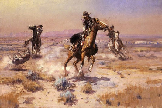 At Rope’S End by Charles Marion Russell