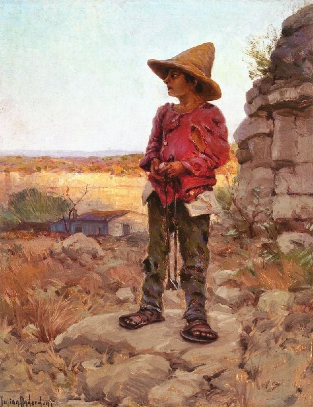 A Young Goat Herder At The Old Rock Quarry, San Antonio, Texas by Julian Onderdonk