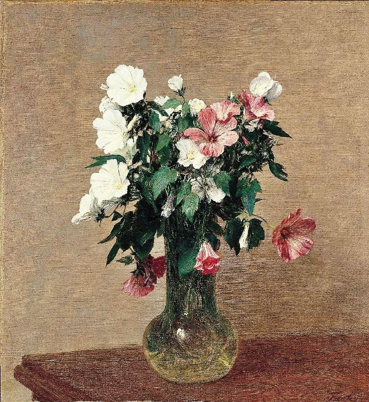 White And Pink Mallows In A Vase by Henri Fantin-Latour