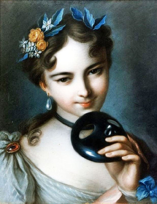 Young Girl Holding A Mask by Charles-Antoine Coypel IV
